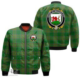 Irish House of MACDONLEVY Coat of Arms Family Crest Ireland Bomber Jacket Irish National Tartan Irish County Jacket
