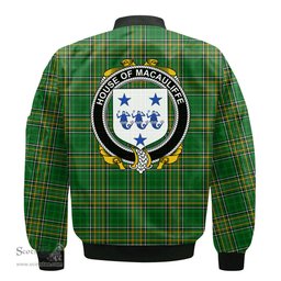 Irish House of MACAULIFFE Coat of Arms Family Crest Ireland Bomber Jacket Irish National Tartan Irish County Jacket