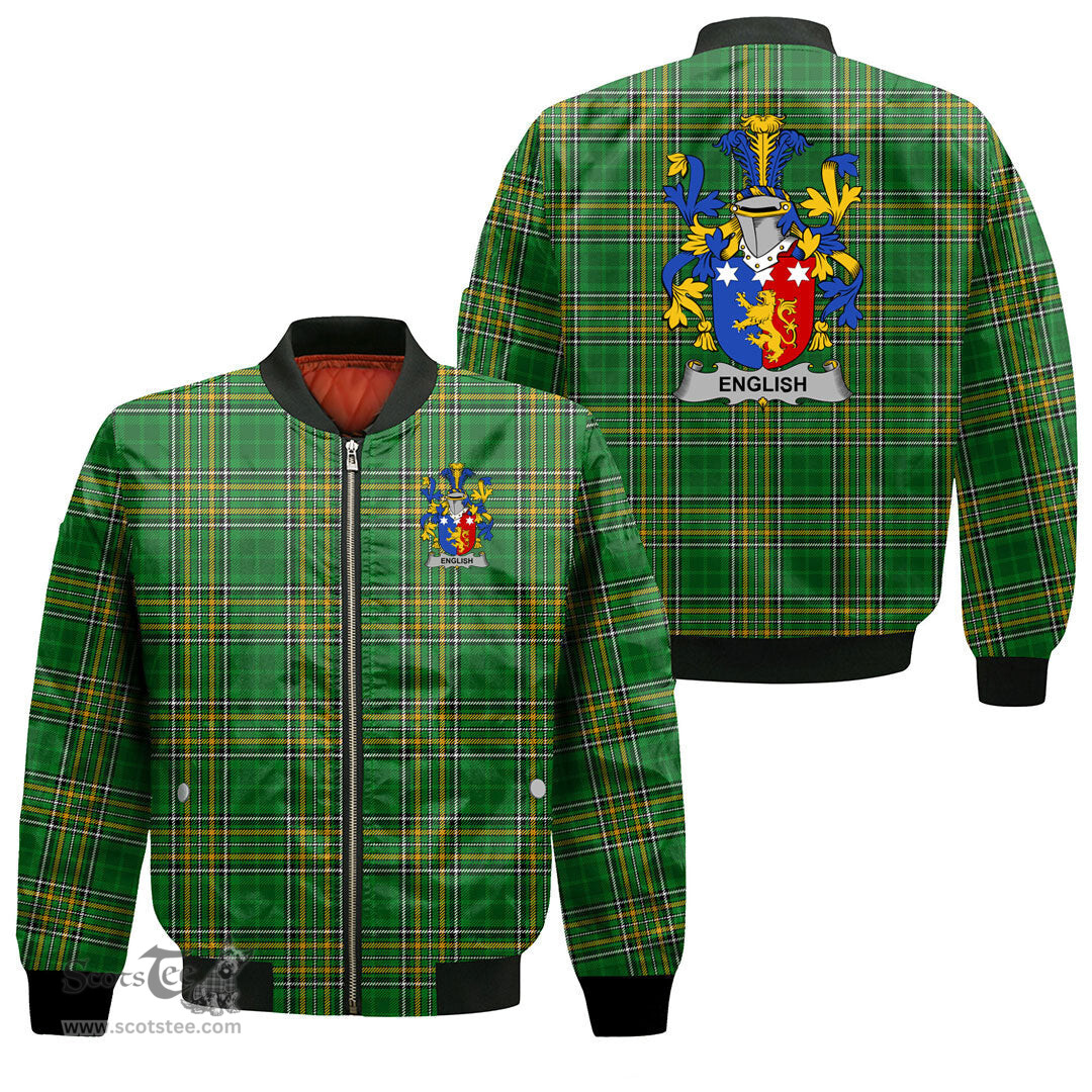 Irish English Coat of Arms Family Crest Ireland Bomber Jacket Irish National Tartan Irish County Jacket