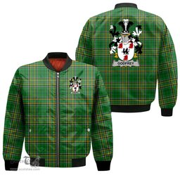 Irish Godfrey of Bushfield Coat of Arms Family Crest Ireland Bomber Jacket Irish National Tartan Irish County Jacket