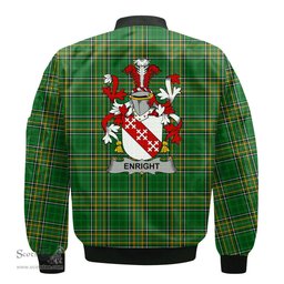 Irish Enright Coat of Arms Family Crest Ireland Bomber Jacket Irish National Tartan Irish County Jacket