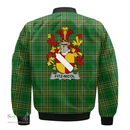 Irish Fitz Nicol Coat of Arms Family Crest Ireland Bomber Jacket Irish National Tartan Irish County Jacket