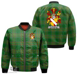 Irish Fitz Nicol Coat of Arms Family Crest Ireland Bomber Jacket Irish National Tartan Irish County Jacket