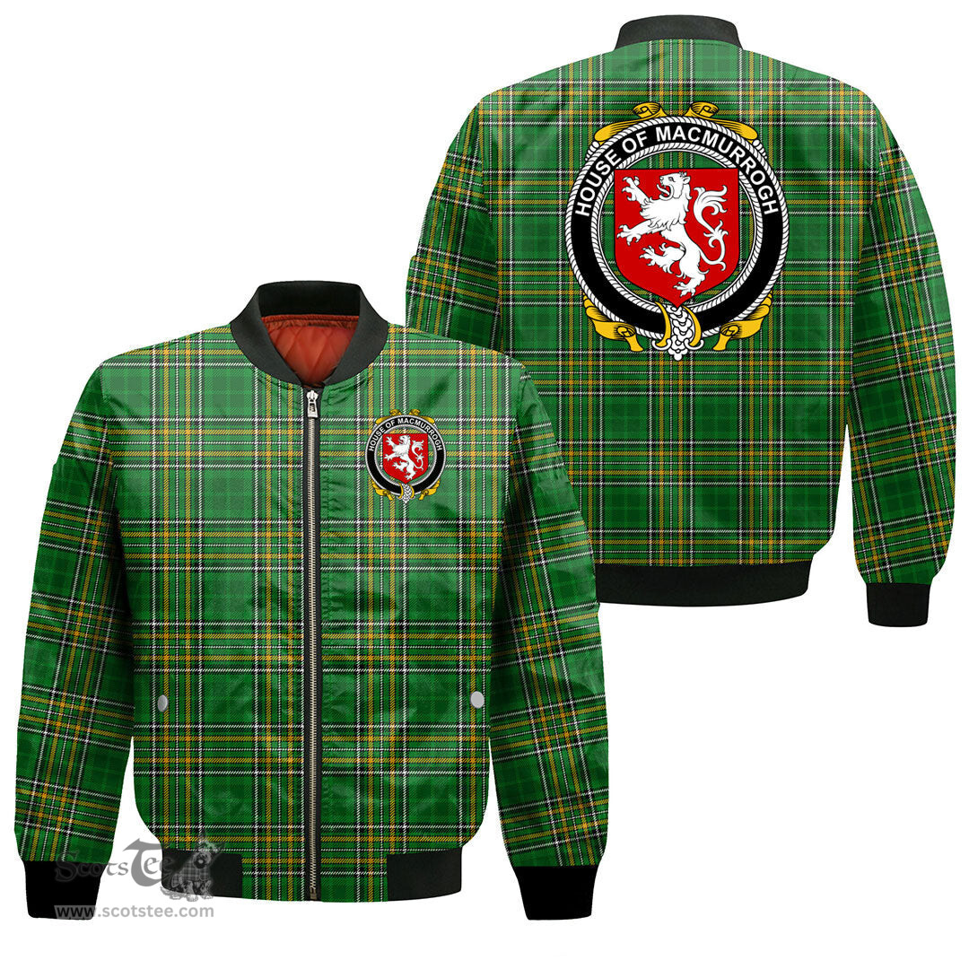 Irish House of MACMURROGH Coat of Arms Family Crest Ireland Bomber Jacket Irish National Tartan Irish County Jacket
