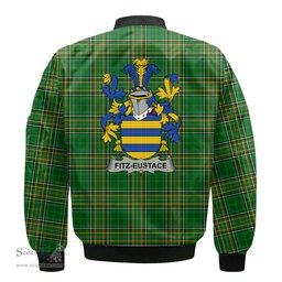 Irish Fitz Eustace Coat of Arms Family Crest Ireland Bomber Jacket Irish National Tartan Irish County Jacket