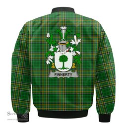 Irish Finnerty or O Finaghty Coat of Arms Family Crest Ireland Bomber Jacket Irish National Tartan Irish County Jacket