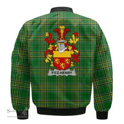 Irish Fitz Henry Coat of Arms Family Crest Ireland Bomber Jacket Irish National Tartan Irish County Jacket