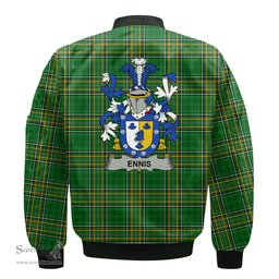 Irish Ennis Coat of Arms Family Crest Ireland Bomber Jacket Irish National Tartan Irish County Jacket