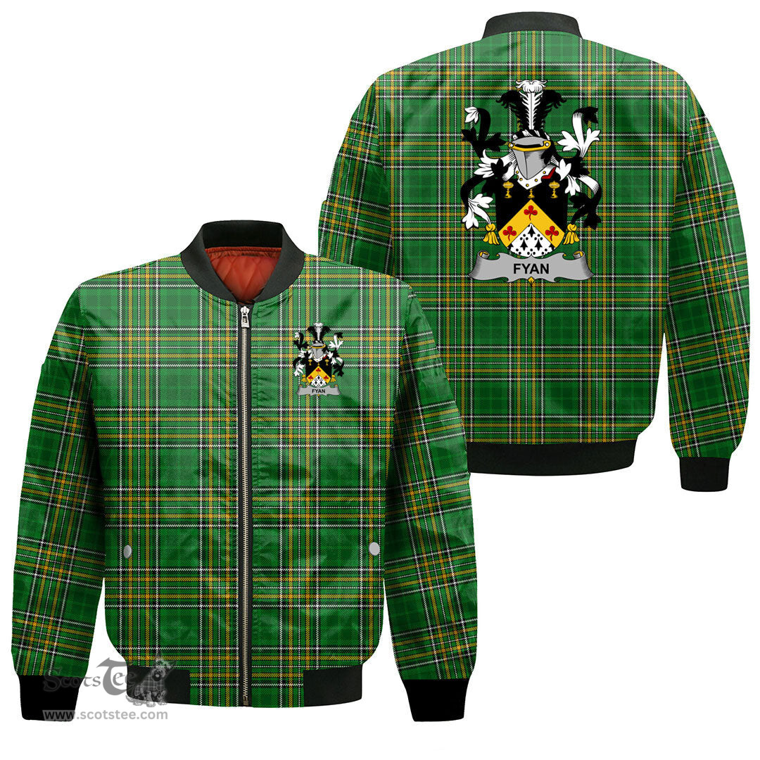 Irish Fyan or Faghan Coat of Arms Family Crest Ireland Bomber Jacket Irish National Tartan Irish County Jacket