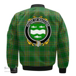 Irish House of MACCABE Coat of Arms Family Crest Ireland Bomber Jacket Irish National Tartan Irish County Jacket