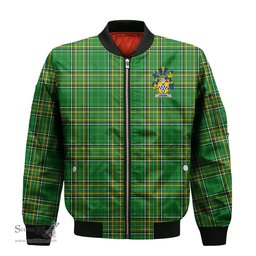 Irish Exham Coat of Arms Family Crest Ireland Bomber Jacket Irish National Tartan Irish County Jacket