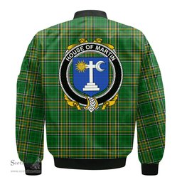 Irish House of MARTIN Coat of Arms Family Crest Ireland Bomber Jacket Irish National Tartan Irish County Jacket