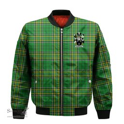 Irish Forstall Coat of Arms Family Crest Ireland Bomber Jacket Irish National Tartan Irish County Jacket