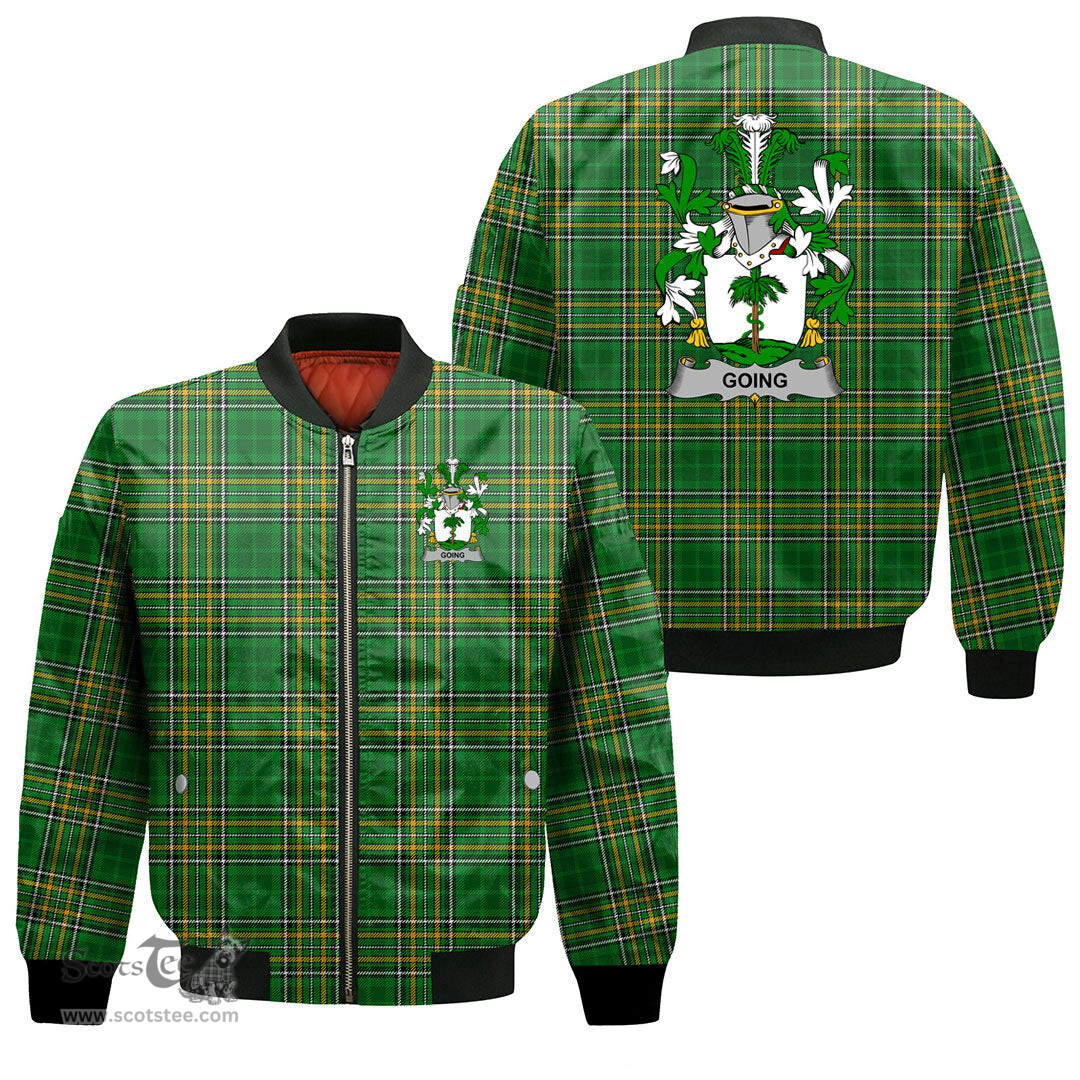 Irish Going Coat of Arms Family Crest Ireland Bomber Jacket Irish National Tartan Irish County Jacket
