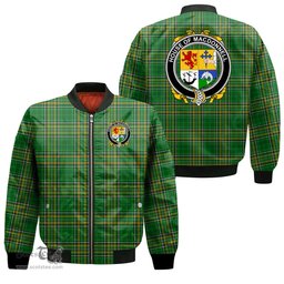 Irish House of MACDONNELL of the Glens Coat of Arms Family Crest Ireland Bomber Jacket Irish National Tartan Irish County Jacket