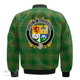 Irish House of MACDONNELL of the Glens Coat of Arms Family Crest Ireland Bomber Jacket Irish National Tartan Irish County Jacket