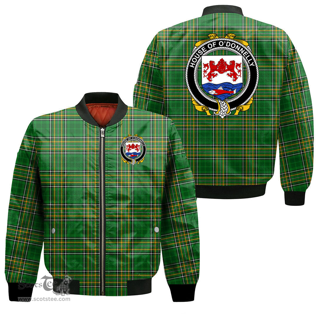 Irish House of O DONNELLY Coat of Arms Family Crest Ireland Bomber Jacket Irish National Tartan Irish County Jacket