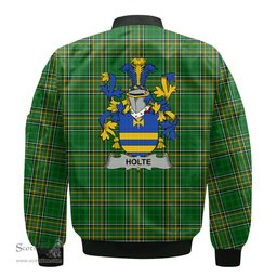 Irish Holte or Holt Coat of Arms Family Crest Ireland Bomber Jacket Irish National Tartan Irish County Jacket