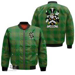 Irish Jervis or Jarvis Coat of Arms Family Crest Ireland Bomber Jacket Irish National Tartan Irish County Jacket