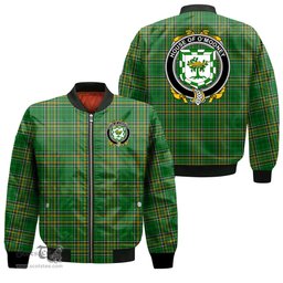 Irish House of O MOONEY Coat of Arms Family Crest Ireland Bomber Jacket Irish National Tartan Irish County Jacket