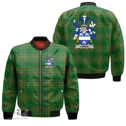 Irish Leman or Lemon Coat of Arms Family Crest Ireland Bomber Jacket Irish National Tartan Irish County Jacket