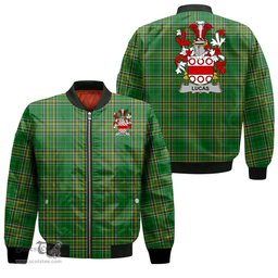 Irish Lucas or Luke Coat of Arms Family Crest Ireland Bomber Jacket Irish National Tartan Irish County Jacket