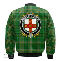 Irish House of O HURLEY Coat of Arms Family Crest Ireland Bomber Jacket Irish National Tartan Irish County Jacket