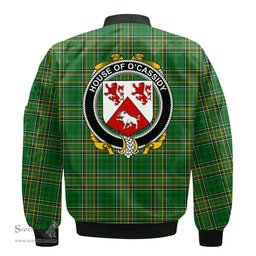 Irish House of O CASSIDY Coat of Arms Family Crest Ireland Bomber Jacket Irish National Tartan Irish County Jacket