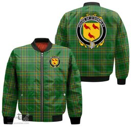 Irish House of O GORMLEY Coat of Arms Family Crest Ireland Bomber Jacket Irish National Tartan Irish County Jacket