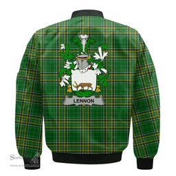 Irish Lennon or O Lennon Coat of Arms Family Crest Ireland Bomber Jacket Irish National Tartan Irish County Jacket