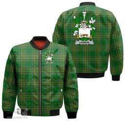 Irish Lennon or O Lennon Coat of Arms Family Crest Ireland Bomber Jacket Irish National Tartan Irish County Jacket