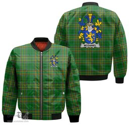 Irish McDaniel or Daniel Coat of Arms Family Crest Ireland Bomber Jacket Irish National Tartan Irish County Jacket