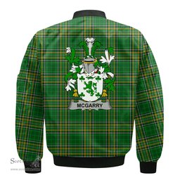 Irish McGarry or Garry Coat of Arms Family Crest Ireland Bomber Jacket Irish National Tartan Irish County Jacket