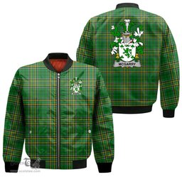 Irish McGarry or Garry Coat of Arms Family Crest Ireland Bomber Jacket Irish National Tartan Irish County Jacket