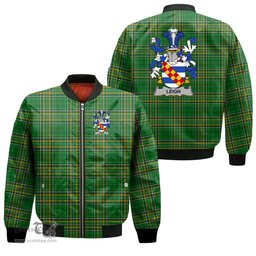 Irish Leigh or McLaeghis Coat of Arms Family Crest Ireland Bomber Jacket Irish National Tartan Irish County Jacket