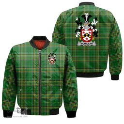 Irish McMillan Coat of Arms Family Crest Ireland Bomber Jacket Irish National Tartan Irish County Jacket