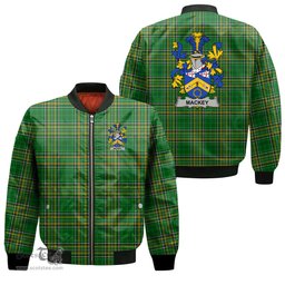 Irish Mackey Coat of Arms Family Crest Ireland Bomber Jacket Irish National Tartan Irish County Jacket