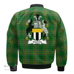 Irish McGinty Coat of Arms Family Crest Ireland Bomber Jacket Irish National Tartan Irish County Jacket