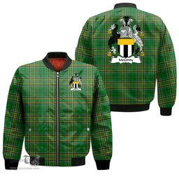 Irish McGinty Coat of Arms Family Crest Ireland Bomber Jacket Irish National Tartan Irish County Jacket