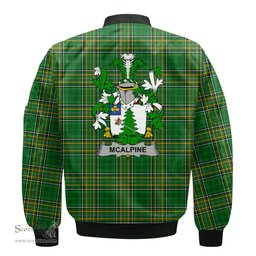 Irish McAlpine or MacAlpin Coat of Arms Family Crest Ireland Bomber Jacket Irish National Tartan Irish County Jacket