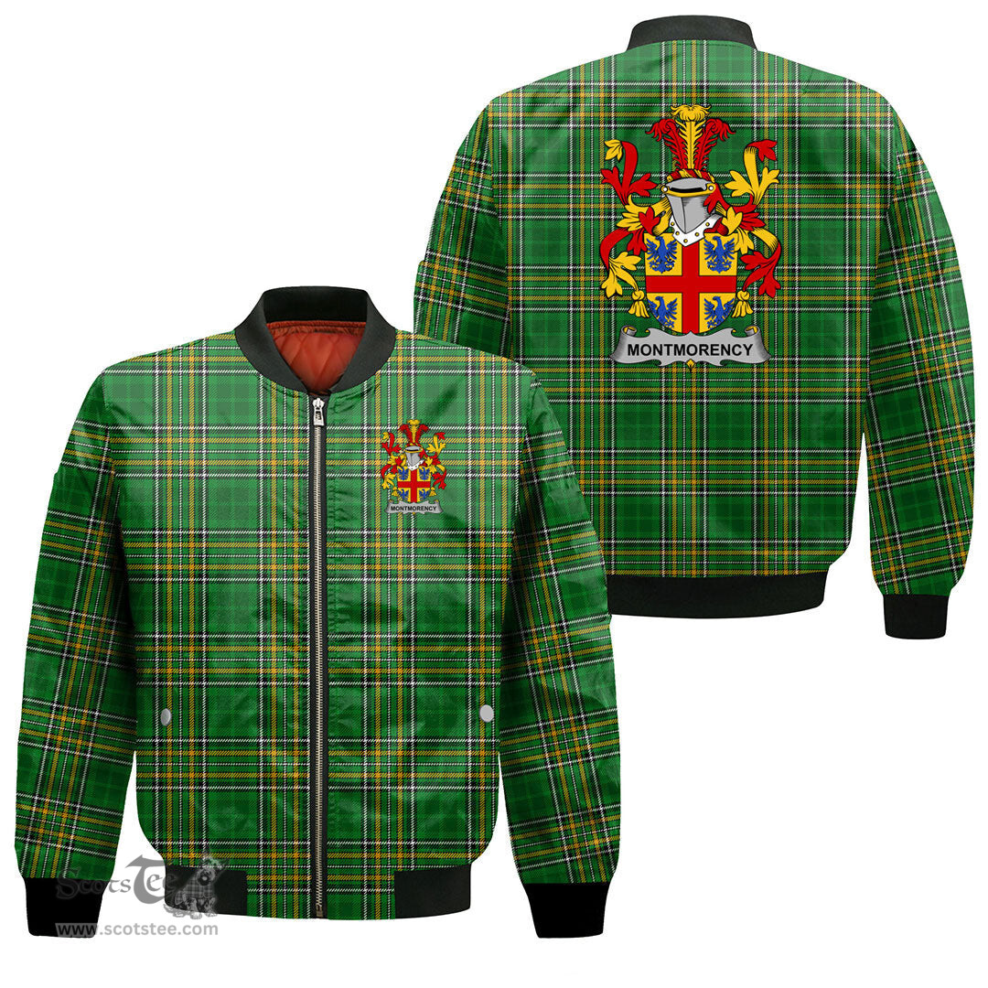 Irish Montmorency Coat of Arms Family Crest Ireland Bomber Jacket Irish National Tartan Irish County Jacket