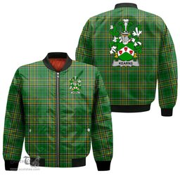 Irish Kearns or O Kearon Coat of Arms Family Crest Ireland Bomber Jacket Irish National Tartan Irish County Jacket