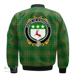 Irish House of O DOHERTY Coat of Arms Family Crest Ireland Bomber Jacket Irish National Tartan Irish County Jacket