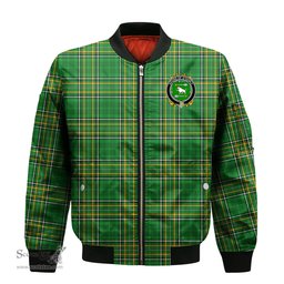 Irish House of O HANLY Coat of Arms Family Crest Ireland Bomber Jacket Irish National Tartan Irish County Jacket