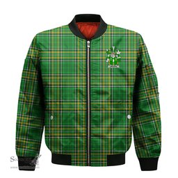 Irish Meldon or Muldoon Coat of Arms Family Crest Ireland Bomber Jacket Irish National Tartan Irish County Jacket