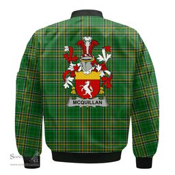 Irish McQuillan Coat of Arms Family Crest Ireland Bomber Jacket Irish National Tartan Irish County Jacket