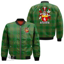 Irish McQuillan Coat of Arms Family Crest Ireland Bomber Jacket Irish National Tartan Irish County Jacket
