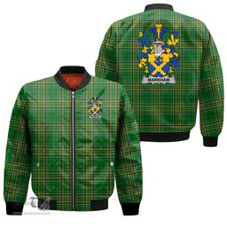 Irish Markham Coat of Arms Family Crest Ireland Bomber Jacket Irish National Tartan Irish County Jacket