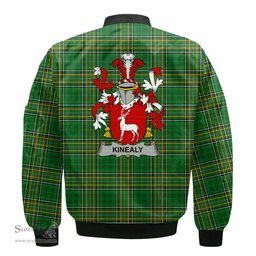 Irish Kinealy or O Kinnally Coat of Arms Family Crest Ireland Bomber Jacket Irish National Tartan Irish County Jacket