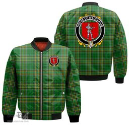Irish House of O LOUGHLIN Coat of Arms Family Crest Ireland Bomber Jacket Irish National Tartan Irish County Jacket